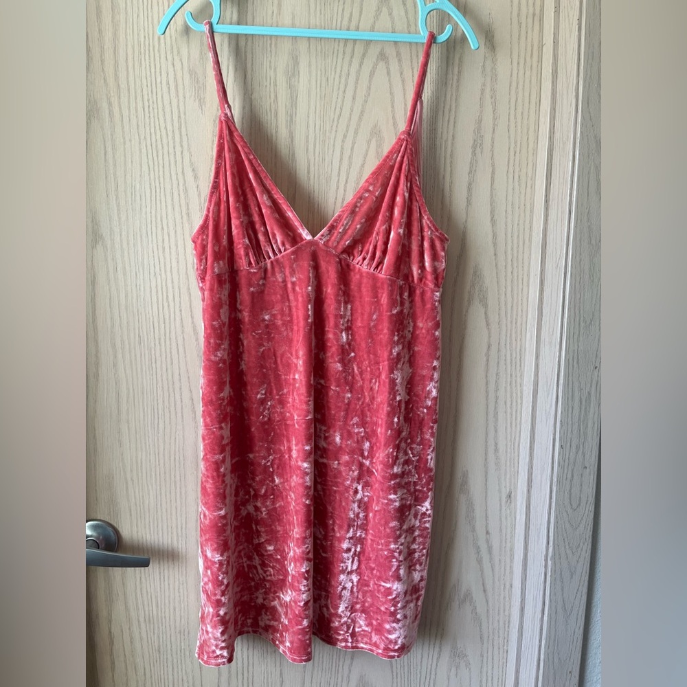 Forever 21 Crushed Velvet Coral Pink Dress